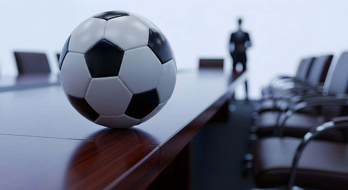 soccer ball on business board room table